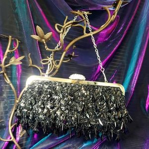 Black Beaded Evening Bag/Clutch